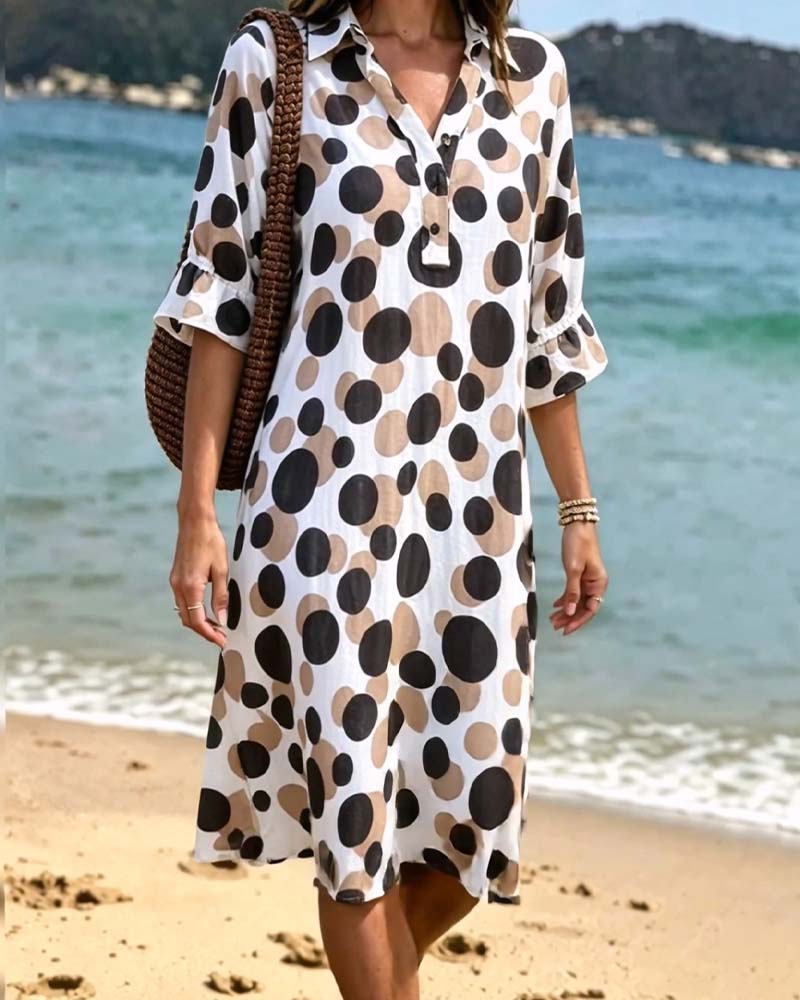 Polka Dot Half Sleeve Dress