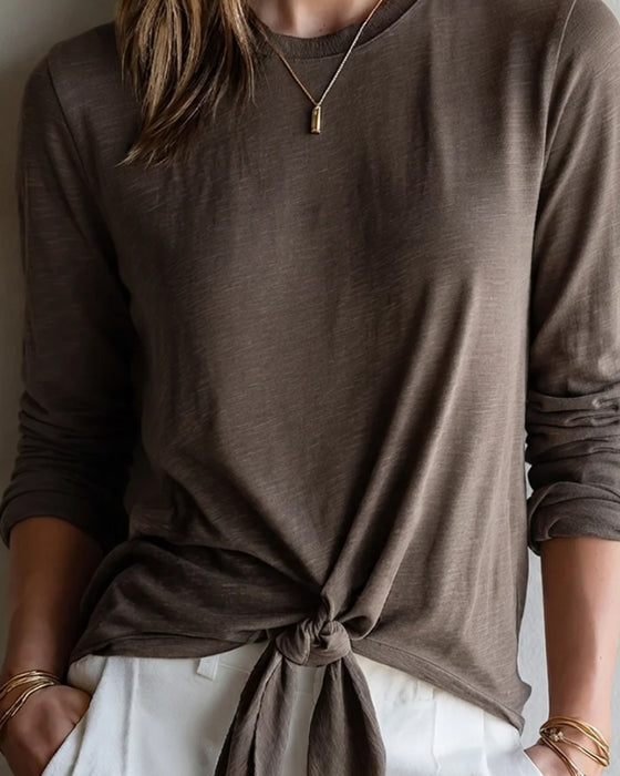 Hem Tie Long Sleeve T-Shirt