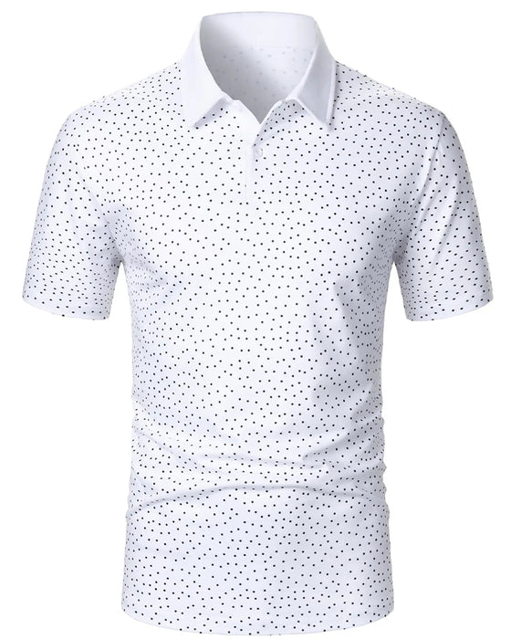 Casual Polo-Collar T-Shirt With Small Polka Dots