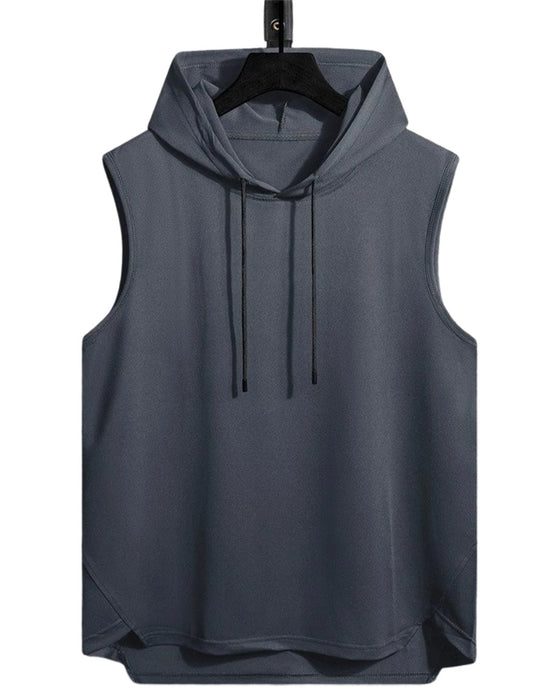 Hooded Drawstring Sleeveless Sports Tank Top