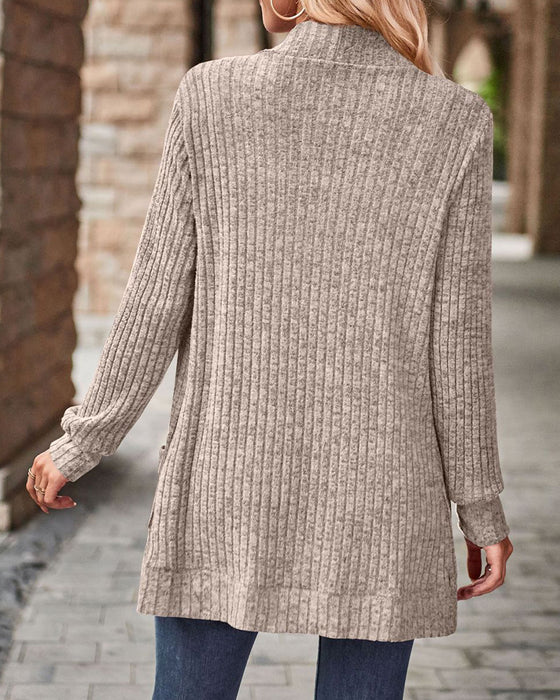 Brushed Casual Long-Sleeve Coat