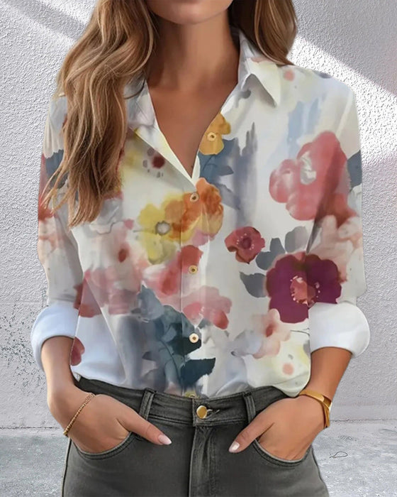 Elegant shirt with colorful floral print
