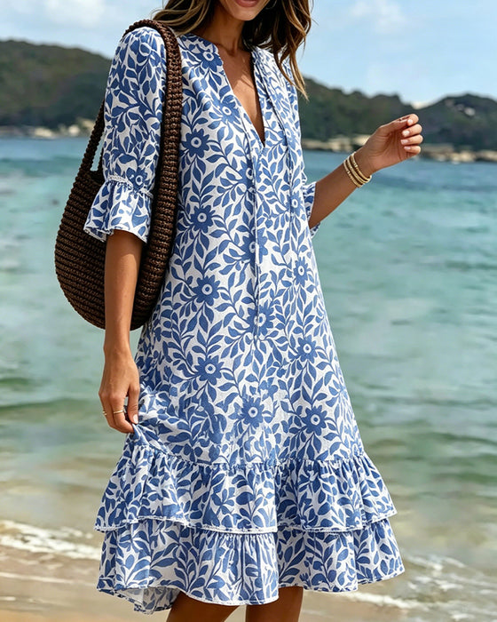 Half Sleeve Ruffle Dress