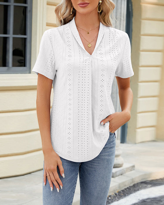 Lapel cutout short-sleeve top