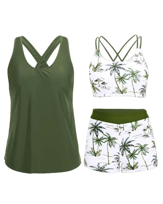 Vacation Print Sleeveless Tankini