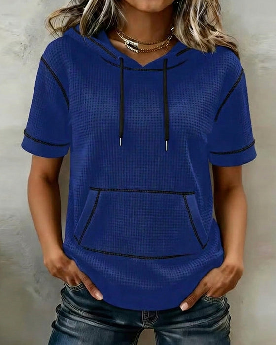 Casual Drawstring Pocket T-Shirt