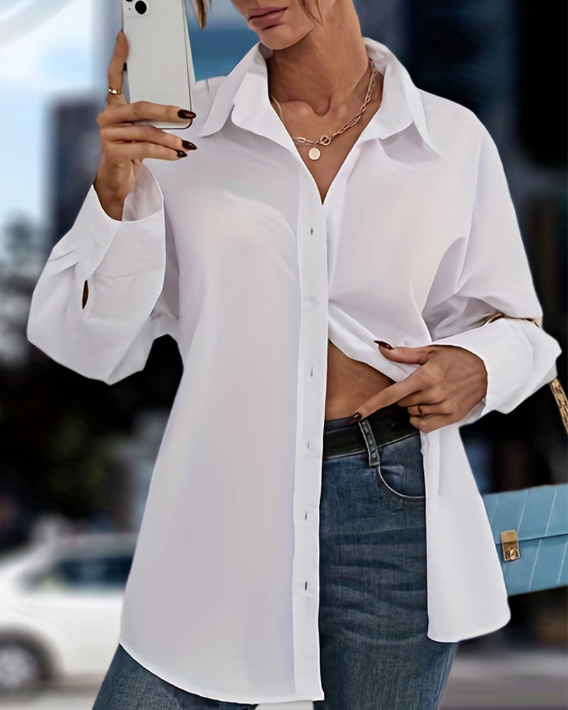 Open Back Tie Detail Asymmetrical Long Sleeve Blouses