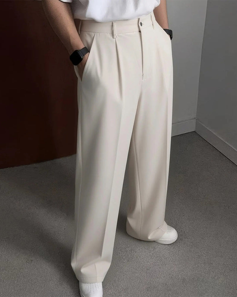 Men'S Pocket Pleated Straight Pants