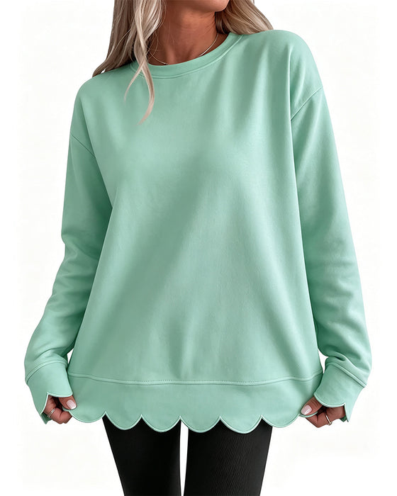 Scallop Trim Casual Sweatshirt