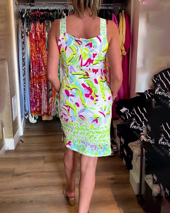 Sleeveless Slim Floral Above-knee Dress