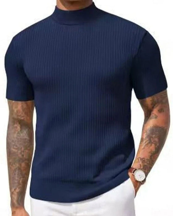 Mock Neck Men‘s Short Sleeve T-Shirt