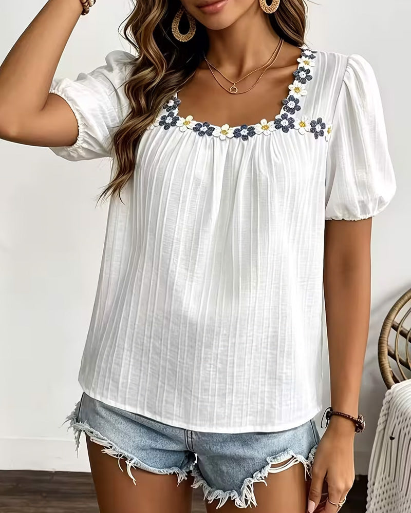 Square Neck Puff Sleeve Blouse