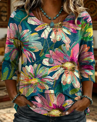 Crewneck Large Print Loose T-Shirts