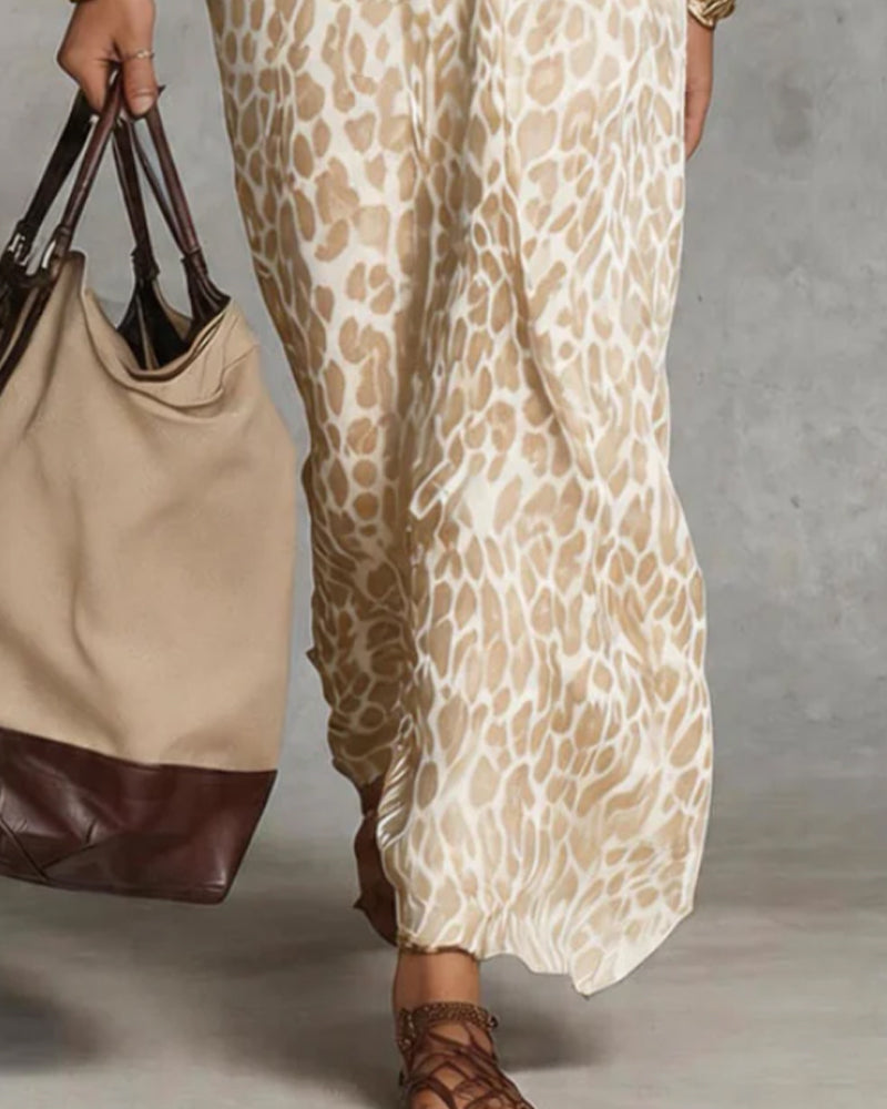 Trendy Leopard Batwing Sleeve Dress