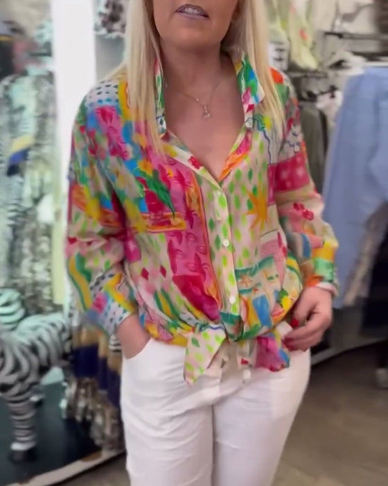 Colorful Stylish Lapel Shirt