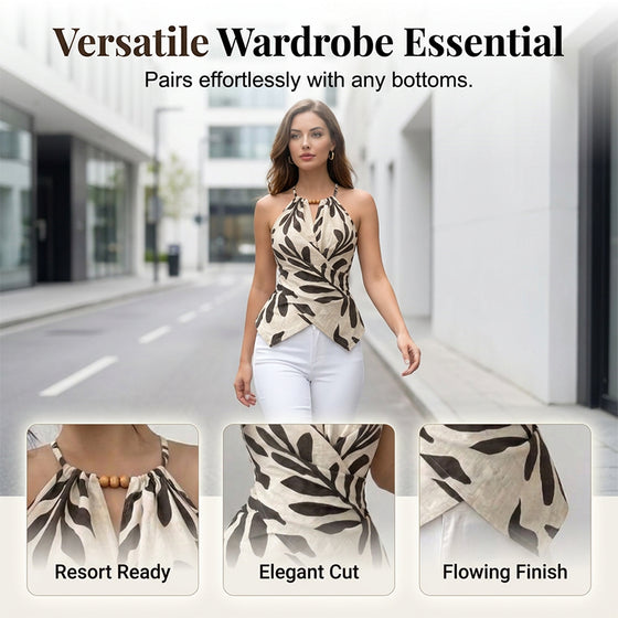 Halter Cross Print Tank Top