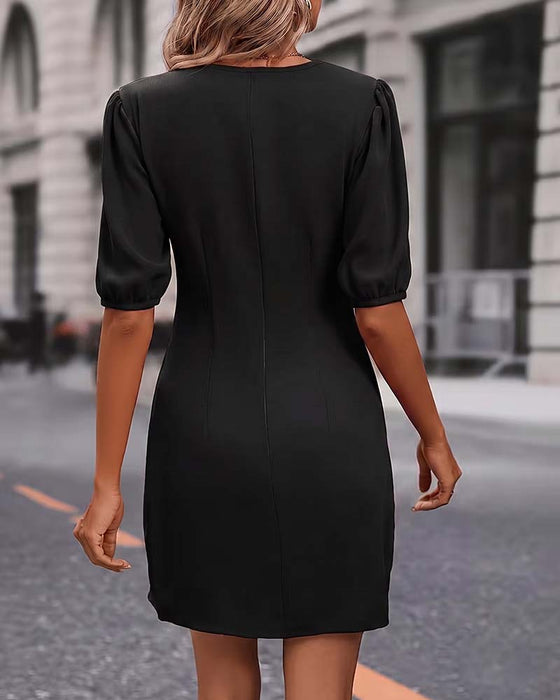 Bubble Sleeve Wrap Dress