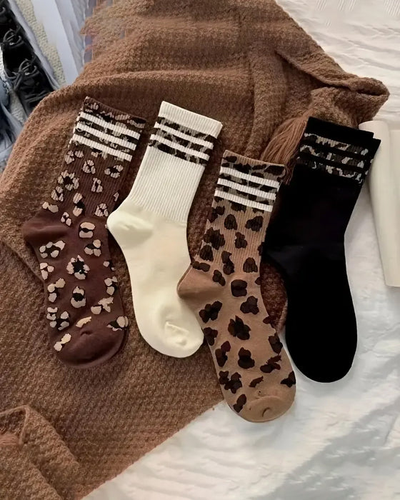Leopard Print Knee-High Socks