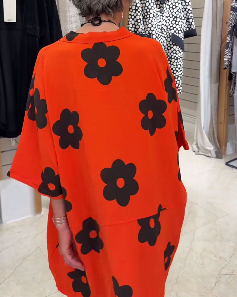 Camp Collar Relaxed Fit Midi Shirt