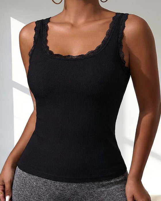 Padded Lace Trim Tank Top