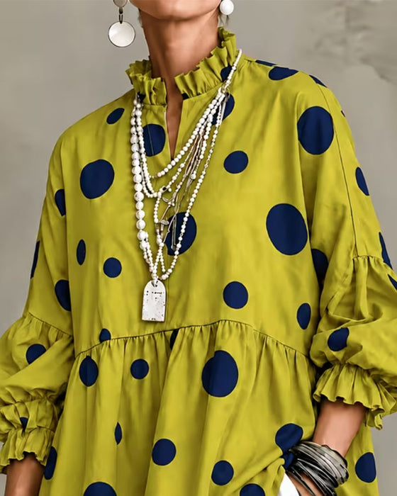 Large Polka Dot Ruffle Blouse