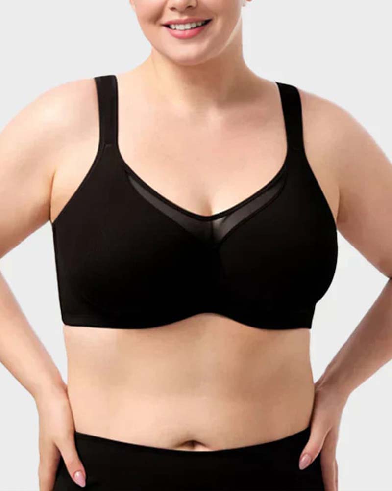 Mesh Splice Underwire Push-Up Bra