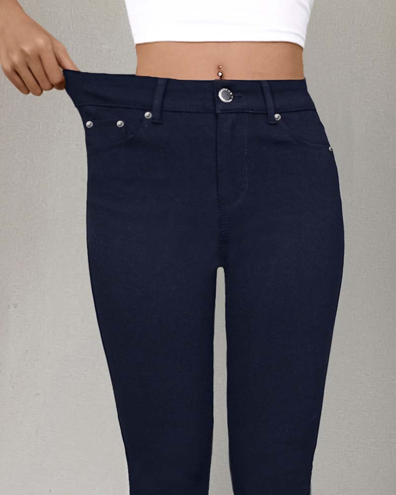 Women's Pocket Solid Skinny Casual Pant