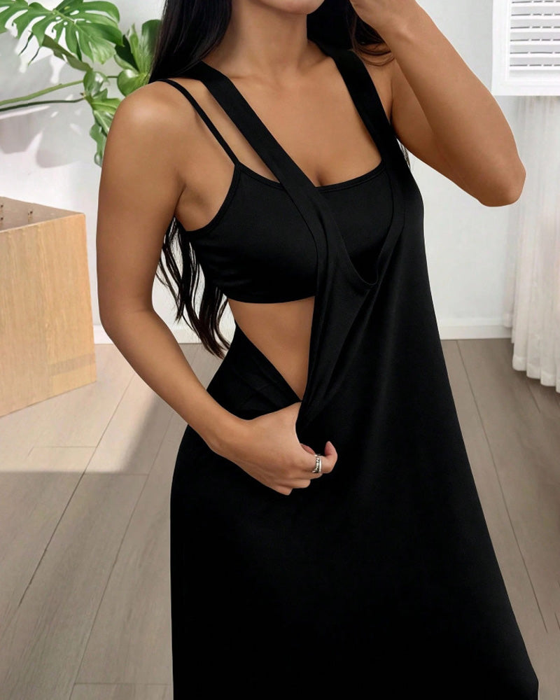 Solid Color Dress Two-Piece Set