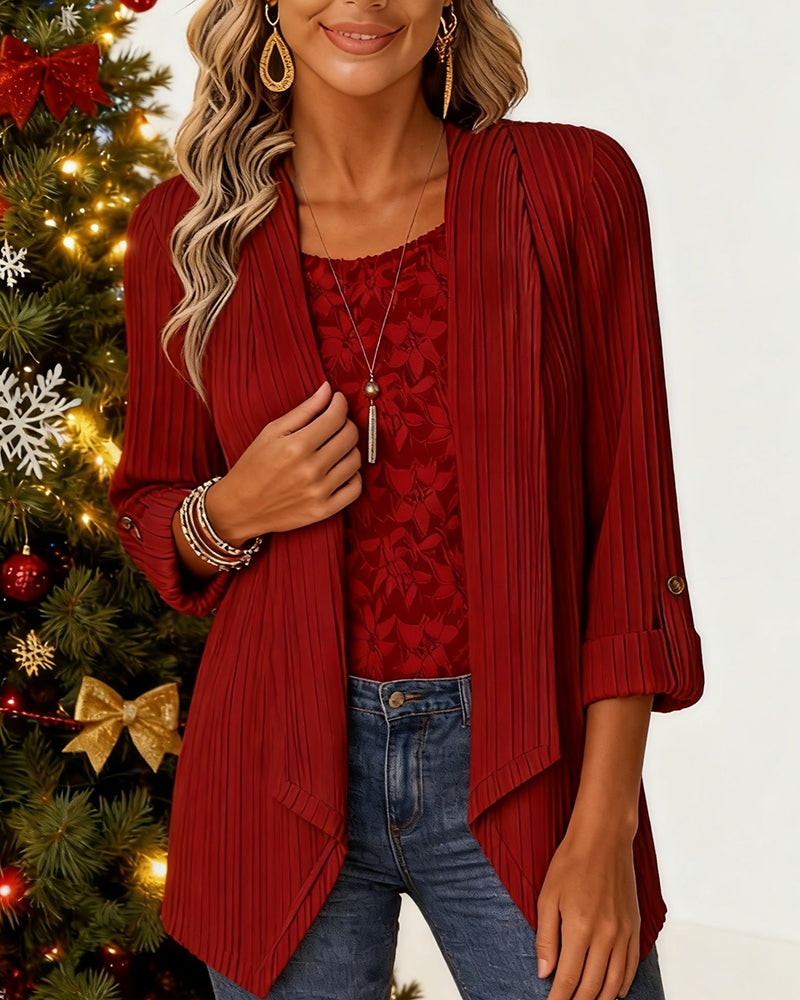 Faux Two-Piece Ribbed Patchwork Top