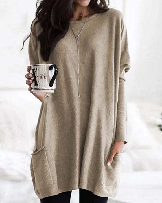Long Sleeve Casual Pocket T-shirt