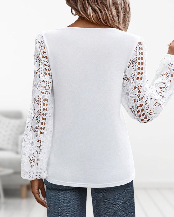Casual Blouse with Lace