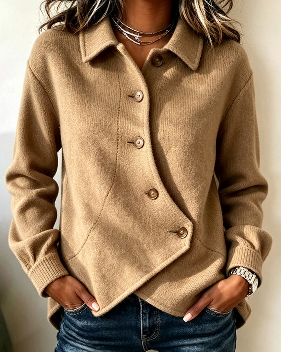 Solid Irregular Casual Coat