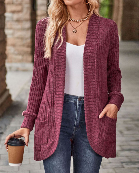 Brushed Casual Long-Sleeve Coat
