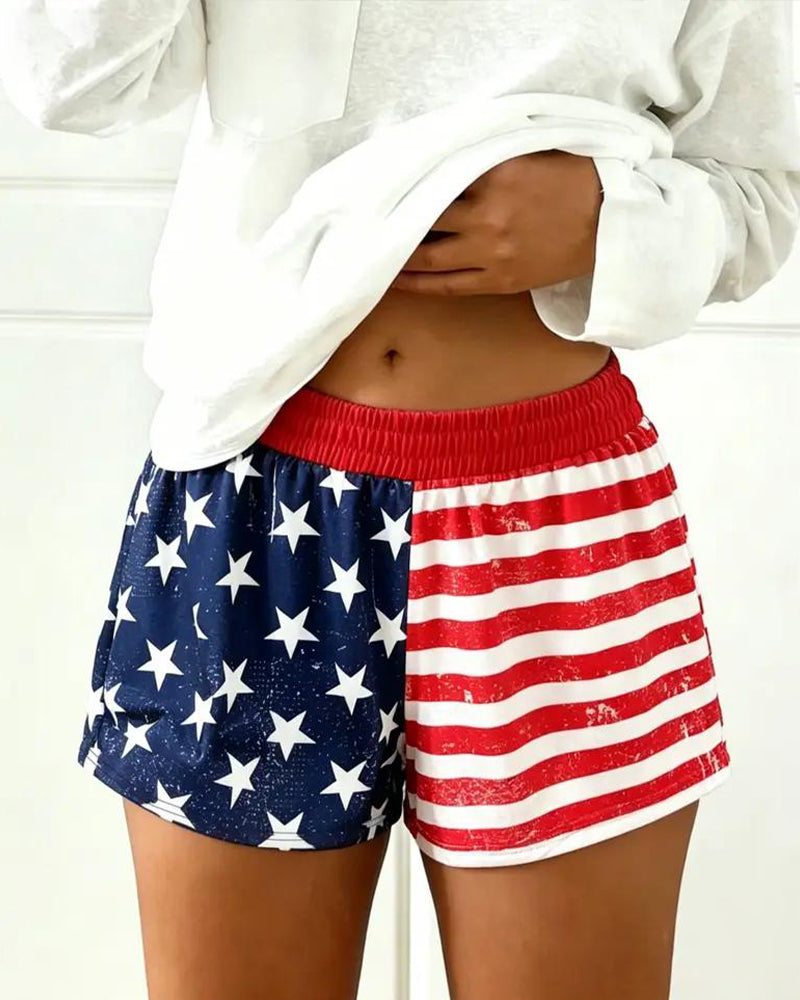 Flag Print Sport Pants