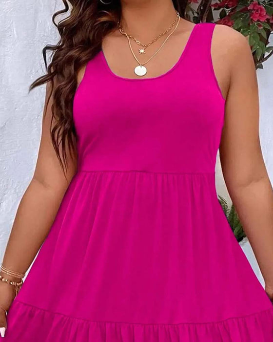 Double Layer Tiered Ruffle Tank Dress