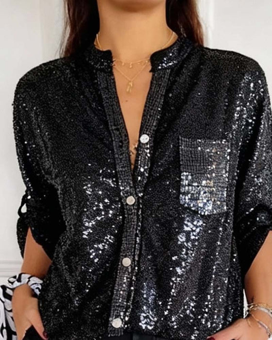 Stylish Pocket Solid Color Shirt
