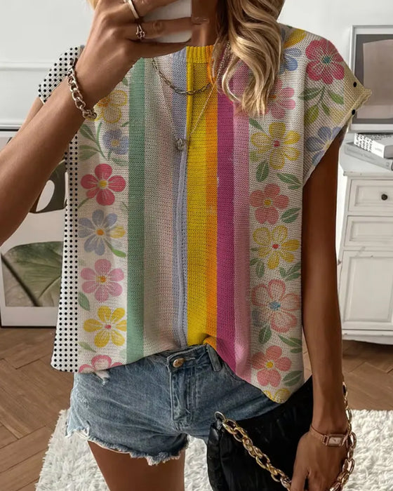 Polka Dot Rainbow Stripe Pullover