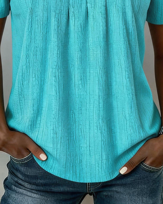 Casual Square Neck Solid Color Blouse