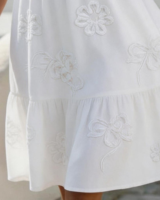 Puff Short Sleeve Floral Dress