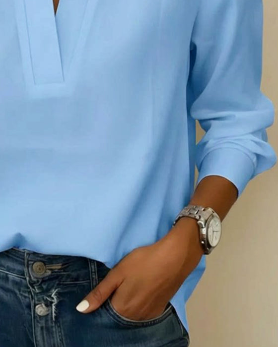 V-neck Three-quarter Sleeve Top