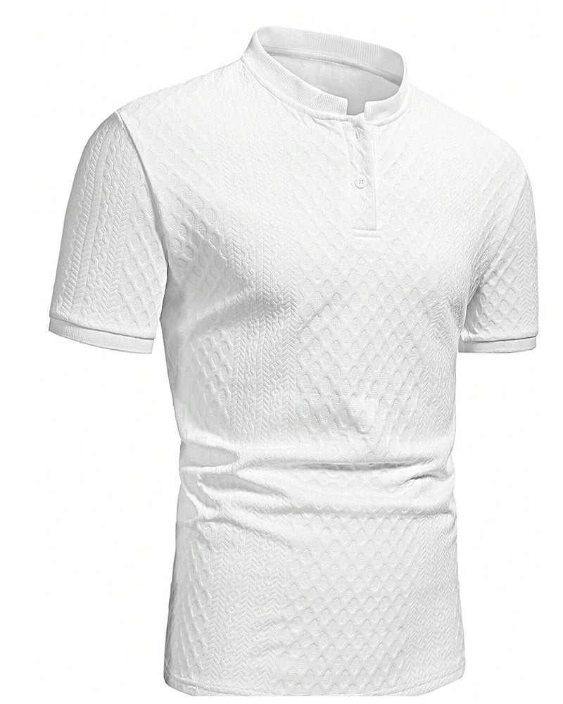 Men's Jacquard Stand Collar T-Shirt
