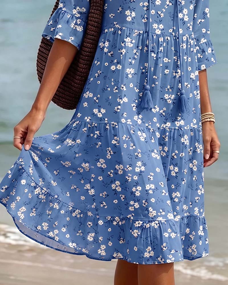Floral V-Neck Strappy Dress