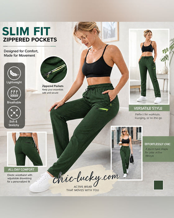 Zip Pocket Straight-Leg Pants
