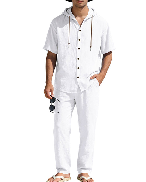 Men's Lightweight Hooded Two-Piece Set For Summer Casual Wear