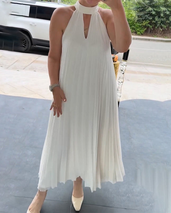 Halter Shirred Elegant Dress