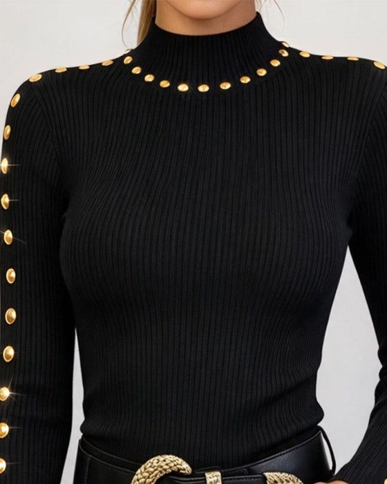 Half Turtleneck Pitted Button Top