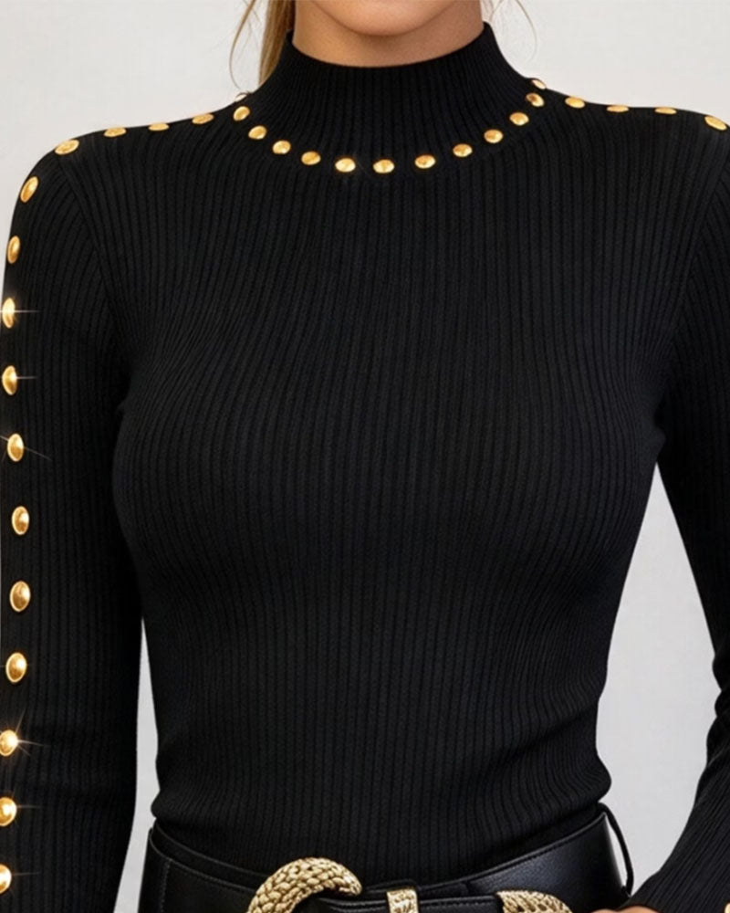 Half Turtleneck Pitted Button Top