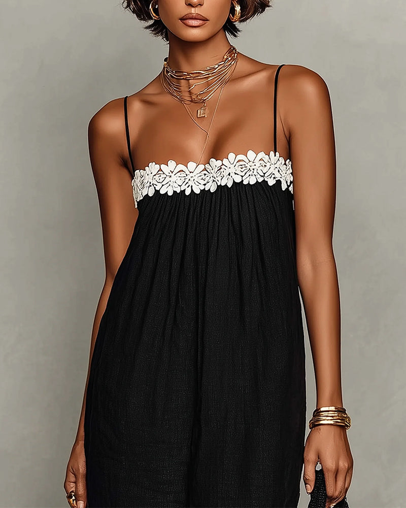 Contrast Color Straight Maxi Dress