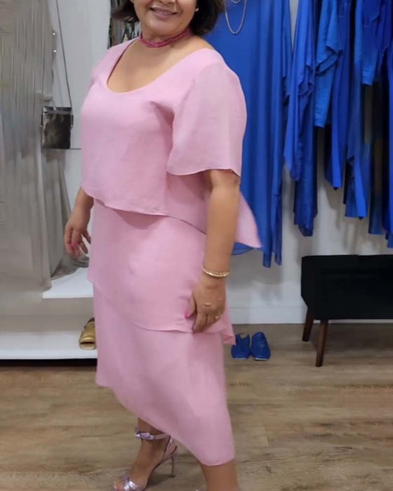 Round neck patchwork dress