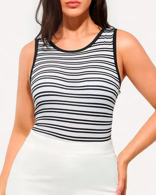 Striped Built-In Bra Tank Top